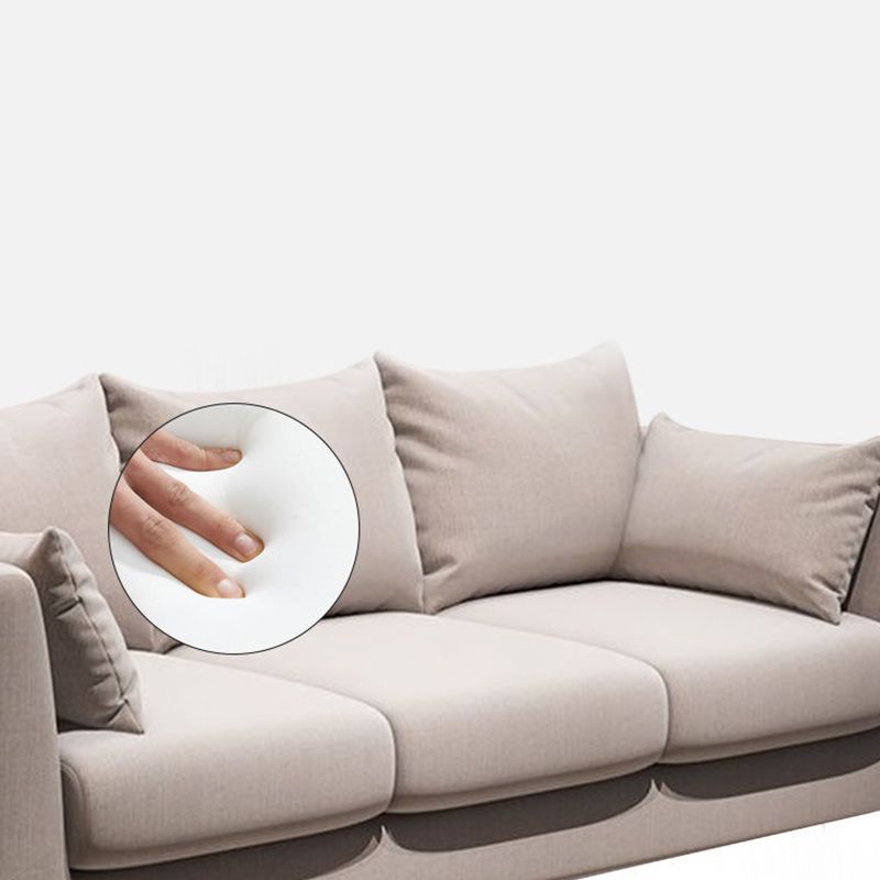 Sofá con sofá de sofá de brazo cuadrado/lino de 3 asientos con almohada con almohada