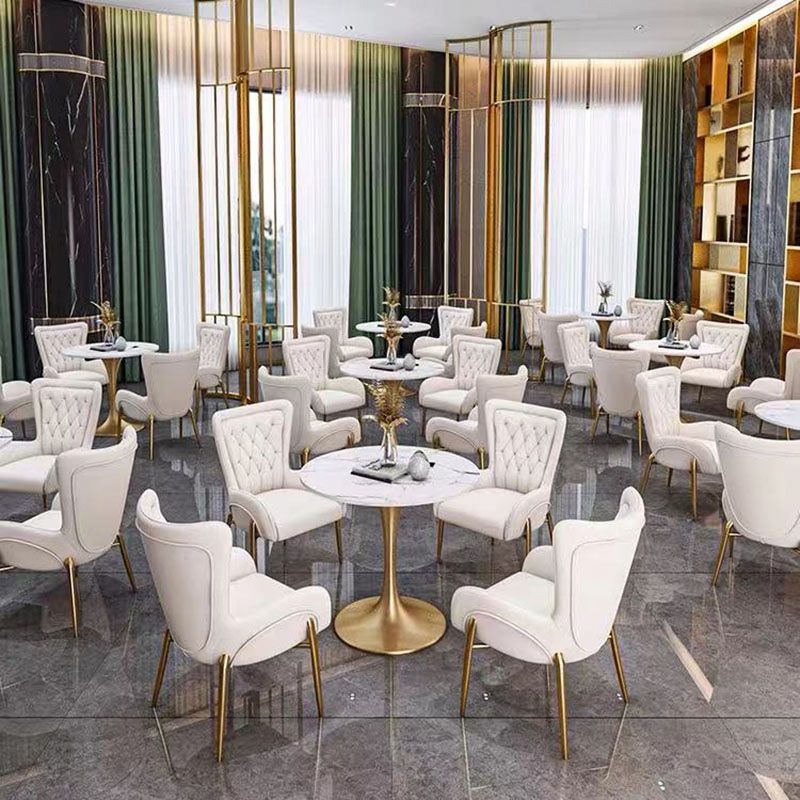 Glam Metal Dining Room Chairs Upholstered Side Armchair for Restaurant Use Clearhalo ' kitchen&dining_furn' 'Dining Chairs' 'Dining Tables & Seating' 'dining_chair' 'furn' 'furn_dining_chair' 'Furniture' 'furniture_dining_chair' 'Kitchen & Dining Furniture' 'kitchen' 1200x1200_f12ad695-8da0-4fe3-959b-78932bce74a7