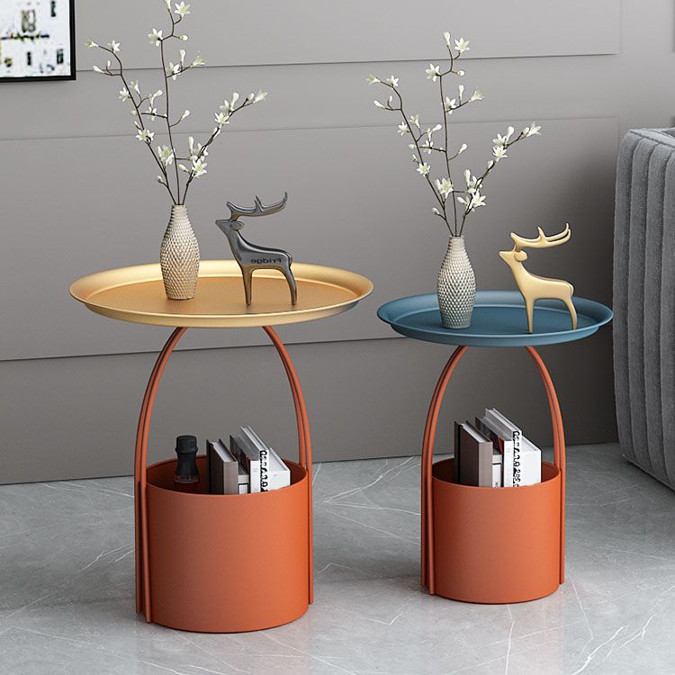 Round -Tablett Top Side Table Metall -Podest -Endtisch mit Speicher