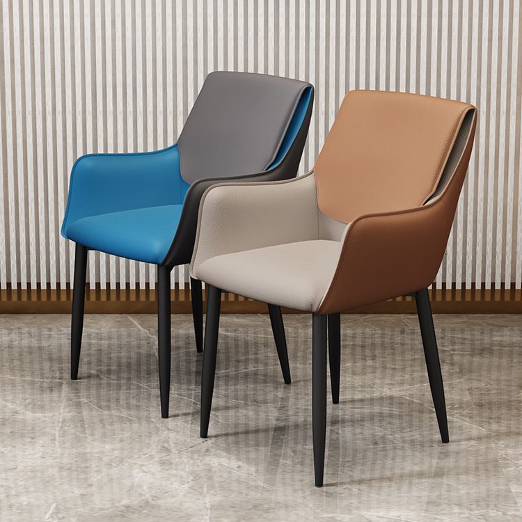 Scandinavian Home Arm Chair Metal Solid Back Upholstered Dining Room Chair Clearhalo ' kitchen&dining_furn' 'Dining Chairs' 'Dining Tables & Seating' 'dining_chair' 'furn' 'furn_dining_chair' 'Furniture' 'furniture_dining_chair' 'Kitchen & Dining Furniture' 'kitchen' 1200x1200_f12d5d25-8ad1-49a3-94ac-baebb0dbc408