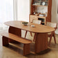 Mesa de comedor moderna de madera de fresno, mesa de madera ovalada con pedestal doble para restaurante