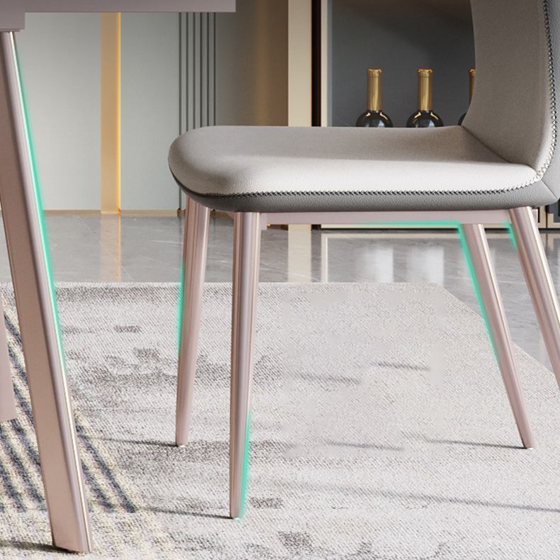 Glam 1/4/5/7 Pieces Dining Set Sintered Stone Dining Table Set with Leather Chairs Clearhalo 'Dining Room Sets' 'Dining Tables & Seating' 'dining_room_set' 'furn' 'furn_dining_room_set' 'Furniture' 'furniture_dining_room_set' 'Kitchen & Dining Furniture' 'kitchen&dining_furn' 'kitchen' 1200x1200_f1309ac0-491d-4390-94cf-729739c59ca3