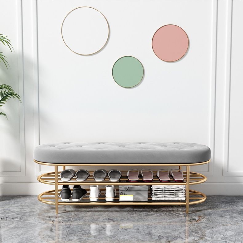 14.04-inch Width Modern Seating Bench Cushioned Metal Entryway Bench Clearhalo 'Benches' 'Chairs & Seating' 'furn' 'furn_benches' 'Furniture' 'Living Room Furniture' 1200x1200_f130d13c-aaad-499a-af1e-c1843ed776c4