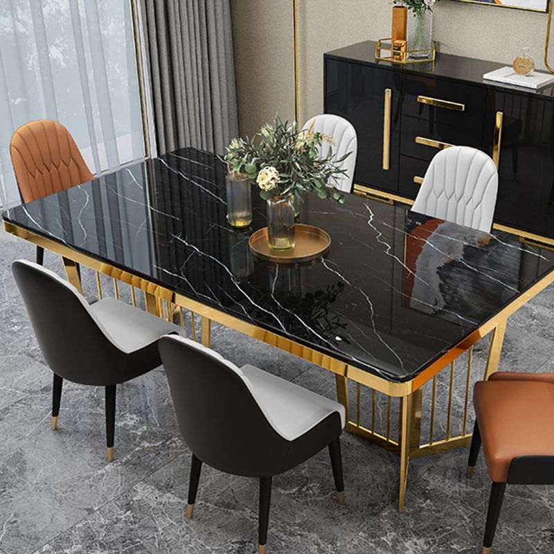 Glam Sintered Stone Double Pedestal Table Home Rectangle Dining Table Clearhalo 'Dining Tables & Seating' 'Dining Tables' 'dining_table' 'furn' 'furn_dining_table' 'Furniture' 'furniture_dining_table' 'Kitchen & Dining Furniture' 'kitchen' 'kitchen_dining_table' 1200x1200_f1310e7d-0e80-4346-8872-21954834dfa8