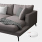 Square 4-Seater Sectional with Pillows Back in Linen Blend L-shape Sectional Clearhalo 'furn' 'furn_sectionals' 'Furniture' 'Living Room Furniture' 'Sectionals' 1200x1200_f1317136-93b4-4325-8258-2bd7342718fd
