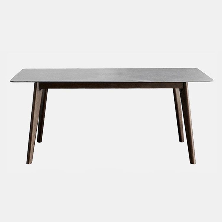 Stone Top Table Mid-Century Modern Dining Table with 4 Wood Legs in Brown Clearhalo 'Dining Tables & Seating' 'Dining Tables' 'dining_table' 'furn' 'furn_dining_table' 'Furniture' 'furniture_dining_table' 'Kitchen & Dining Furniture' 'kitchen' 'kitchen_dining_table' 1200x1200_f134b86a-3510-45dd-b8e0-2803020f10cf
