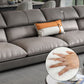 4-seat Faux Leather Retro Sofa & Chaise Grey Pillow Top Arm Sofa
