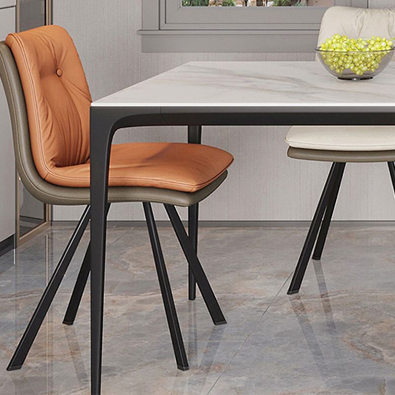 Modern Sintered Stone Dining Table Rectangle Table with Metal Base for Home Clearhalo 'Dining Tables & Seating' 'Dining Tables' 'dining_table' 'furn' 'furn_dining_table' 'Furniture' 'Kitchen & Dining Furniture' 1200x1200_f136e2c7-a4fa-46cb-8c1d-582a80a269f8