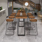Modern Wood and Metal Bistro Accent Dining Table Sled Indoor Patio Bar Table Clearhalo 'Bar Furniture' 'Bar Tables' 'bar_tables' 'furn' 'furn_bar_tables' 'Furniture' 'furniture_bar_tables' 'Kitchen & Dining Furniture' 1200x1200_f1374511-bd1d-4cbb-9bdf-881db90d592d