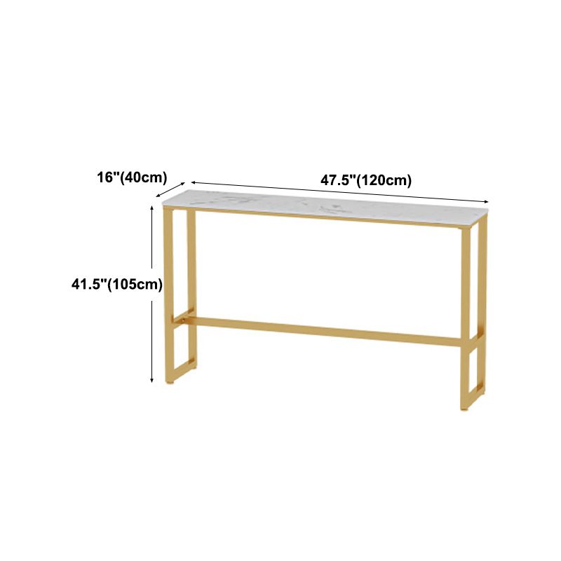 Glam Rectangle Faux Marble Pub Bar Table Gold Iron Bar Dining Table with Trestle Pedestal Clearhalo 'Bar Furniture' 'Bar Tables' 'bar_tables' 'furn' 'furn_bar_tables' 'Furniture' 'furniture_bar_tables' 'Kitchen & Dining Furniture' 'kitchen&dining_furn' 'kitchen' 1200x1200_f138f32a-c07f-4bbf-90db-1d261e4fc575