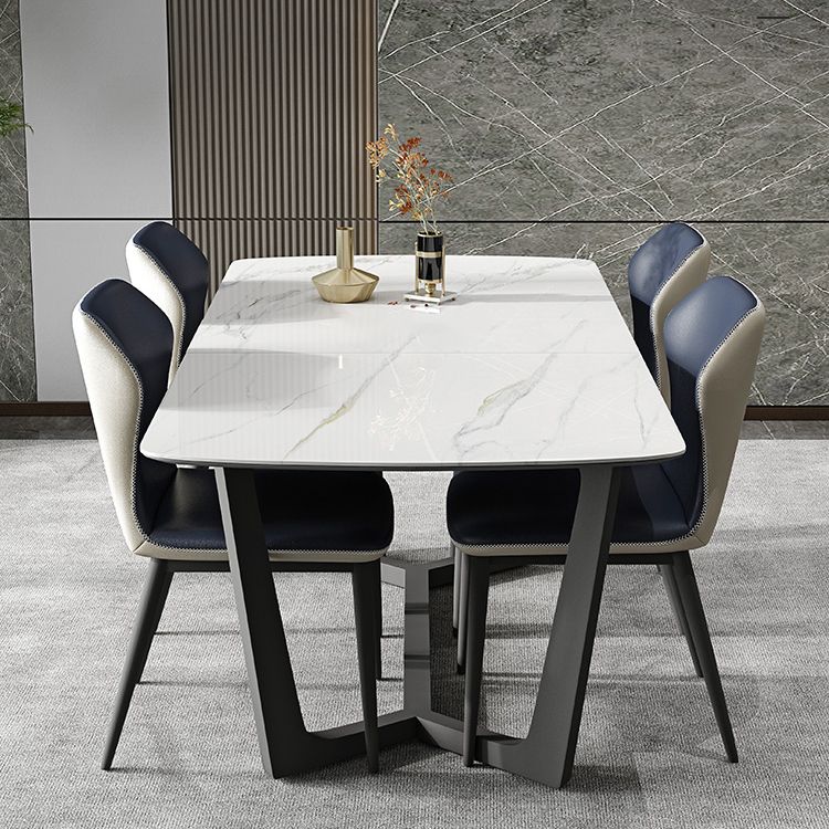 Modern Scalable Dinette Set 1/4/5/7 Pieces Dining Table Set with White Sintered Stone Top Clearhalo 'Dining Room Sets' 'Dining Tables & Seating' 'dining_room_set' 'furn' 'furn_dining_room_set' 'Furniture' 'furniture_dining_room_set' 'Kitchen & Dining Furniture' 1200x1200_f1390dcc-0c64-4f6b-a204-b6e440ff5aaf