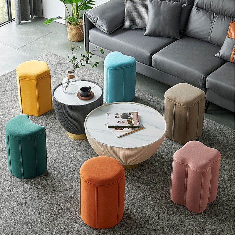 Solid Color Fabric Standard Stool Modern Simple Plum Blossom Upholstered Footstool Clearhalo 'furn' 'furn_ottomans_poufs' 'Furniture' 'Living Room Furniture' 'Ottomans & Poufs' 'ottomans_poufs' 1200x1200_f1393b3a-58ed-4323-93b4-c80cf766fb29