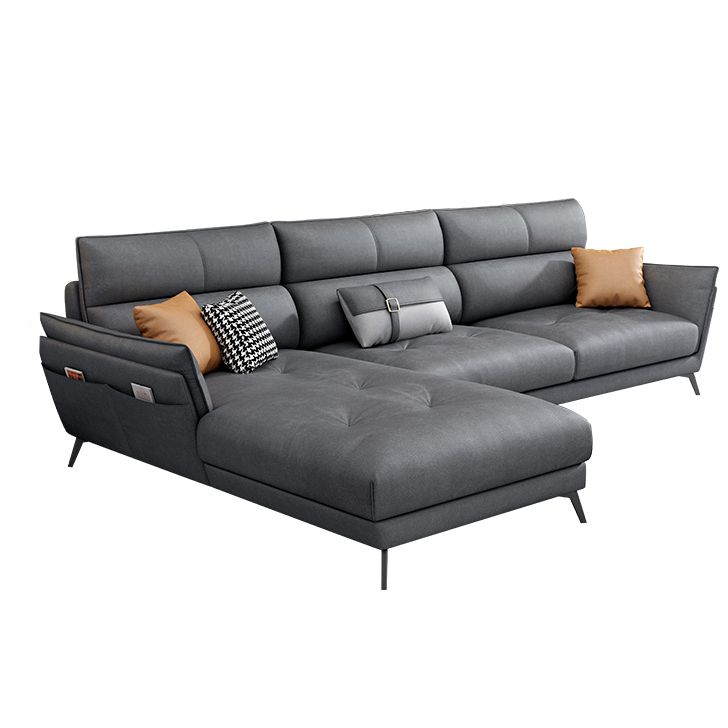 Ultra-Modern Sewn Pillow Back Faux Leather Pillow Top Arm Sofa with Wear-resisting Clearhalo 'furn' 'furn_sectionals' 'Furniture' 'furniture_sectionals' 'kitchen' 'kitchen_sectionals' 'Living Room Furniture' 'Sectionals' 1200x1200_f13b40ac-115d-409c-8132-88b442af0906