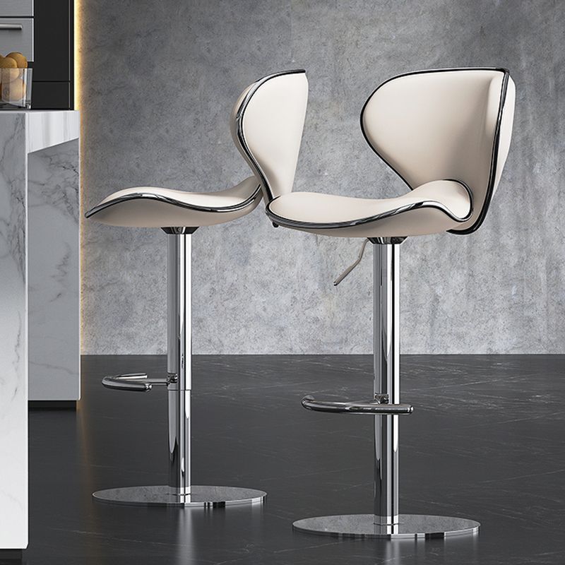 Modern Faux Leather Adjustable Height Swivel Bar Stool with Footrest Clearhalo 'Bar Furniture' 'Bar Stools' 'bar_stools' 'furn' 'furn_bar_stools' 'Furniture' 'Kitchen & Dining Furniture' 1200x1200_f13d8f36-be98-49d4-aefe-fecc2343c291