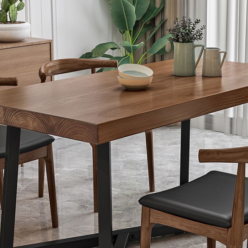 Industrial Solid Wood Dining Table Brown Rectangle Table with Metal Base for Dinning Room Clearhalo ' dining_table' 'Dining Tables & Seating' 'Dining Tables' 'furn' 'furn_dining_table' 'Furniture' 'furniture_dining_table' 'Kitchen & Dining Furniture' 'kitchen&dining_furn' 'kitchen' 'kitchen_dining_table' 1200x1200_f1401b74-bfbb-4e8e-bce2-d77c756d0146