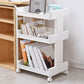Plastic Geometric Bookcase Contemporary Style Open Back Shelf with Wheels