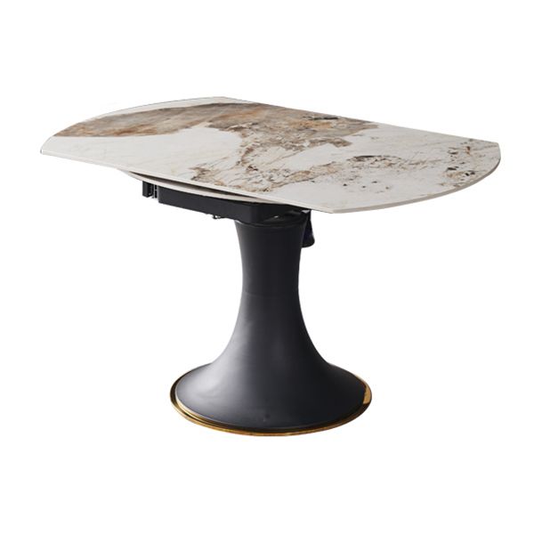 Luxury Sintered Stone Dining Table Round Table with Black Metal Base Clearhalo ' dining_table' 'Dining Tables & Seating' 'Dining Tables' 'furn' 'furn_dining_table' 'Furniture' 'furniture_dining_table' 'Kitchen & Dining Furniture' 'kitchen&dining_furn' 'kitchen' 'kitchen_dining_table' 1200x1200_f146e7be-1c26-47f0-9afb-ff2583ae4033