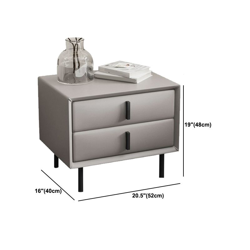 Cama de cuero de falsa mesita de noche de acento de 2 cavadores Noche para dormitorio