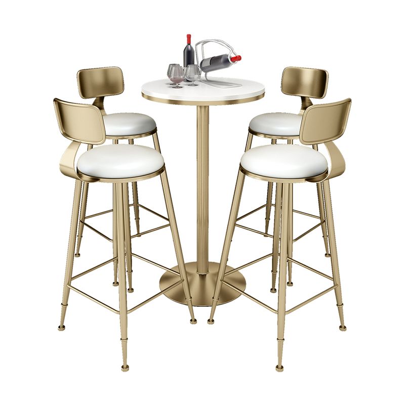 Glam Style Gold Iron Bar Table 19.6"W Top Marble Indoor Bistro Table with Pedestal Clearhalo 'Bar Furniture' 'Bar Tables' 'bar_tables' 'furn' 'furn_bar_tables' 'Furniture' 'furniture_bar_tables' 'Kitchen & Dining Furniture' 'kitchen&dining_furn' 'kitchen' 1200x1200_f1479141-59e2-450d-9873-e72c3510e937