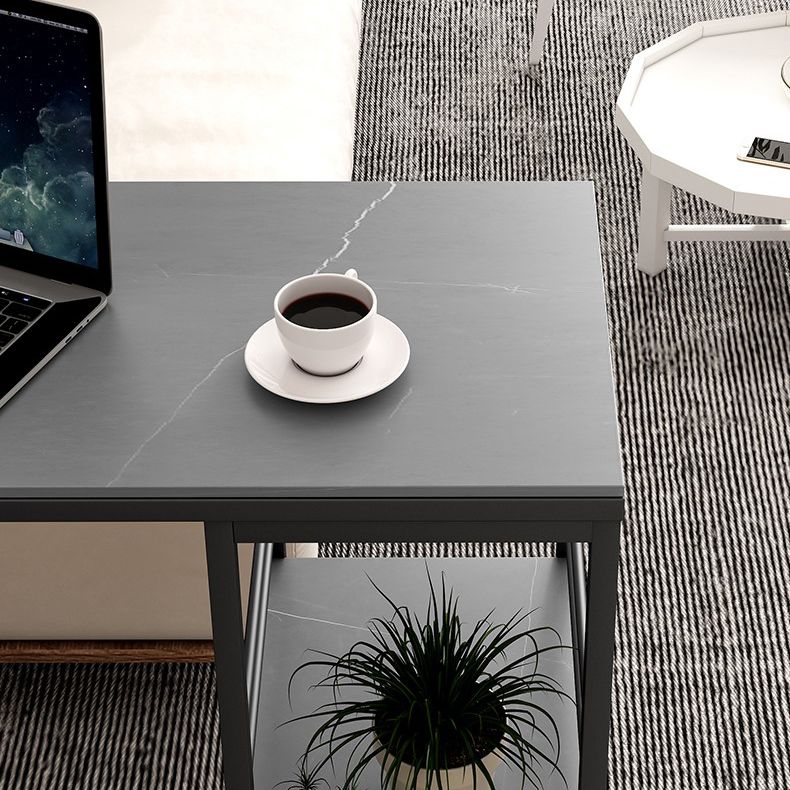 Stone Top Industrial Style Counter Table 42-inch Height Table for Balcony Clearhalo 'Bar Furniture' 'Bar Tables' 'bar_tables' 'furn' 'furn_bar_tables' 'Furniture' 'furniture_bar_tables' 'Kitchen & Dining Furniture' 'kitchen&dining_furn' 'kitchen' 1200x1200_f148ca32-7e5e-4cf3-9c47-d89ac2bc96b9