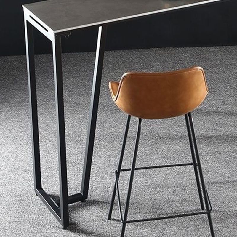 Mesa rectangular contemporánea con altura de barra, mesa de comedor interior de hierro y piedra