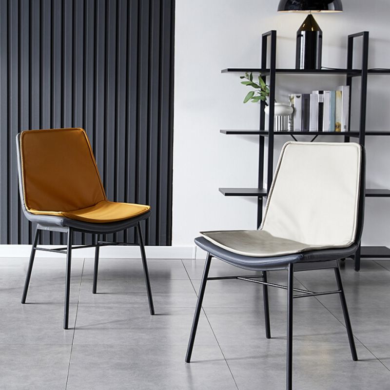 Industrial Design Faux Leather Dining Chairs Armless Solid Back Chair Clearhalo ' kitchen&dining_furn' 'Dining Chairs' 'Dining Tables & Seating' 'dining_chair' 'furn' 'furn_dining_chair' 'Furniture' 'furniture_dining_chair' 'Kitchen & Dining Furniture' 'kitchen' 1200x1200_f14c5b5e-00cb-469e-b0b2-60f579566fb5