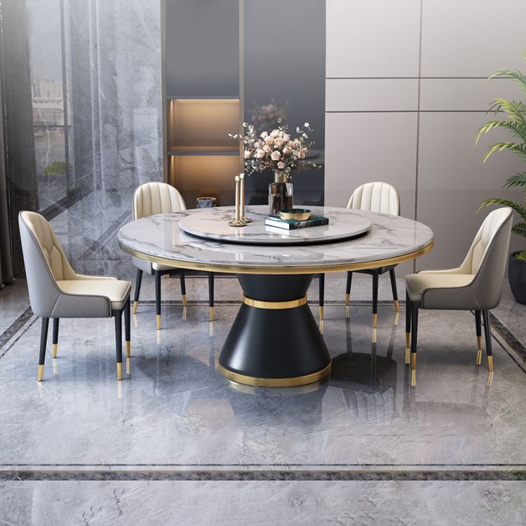 Luxury Home Round Dining Table Marble Table with Black Pedestal Base Clearhalo ' dining_table' 'Dining Tables & Seating' 'Dining Tables' 'furn' 'furn_dining_table' 'Furniture' 'furniture_dining_table' 'Kitchen & Dining Furniture' 'kitchen&dining_furn' 'kitchen' 'kitchen_dining_table' 1200x1200_f14d0aee-1ea9-422f-8e6b-316bba1b3042