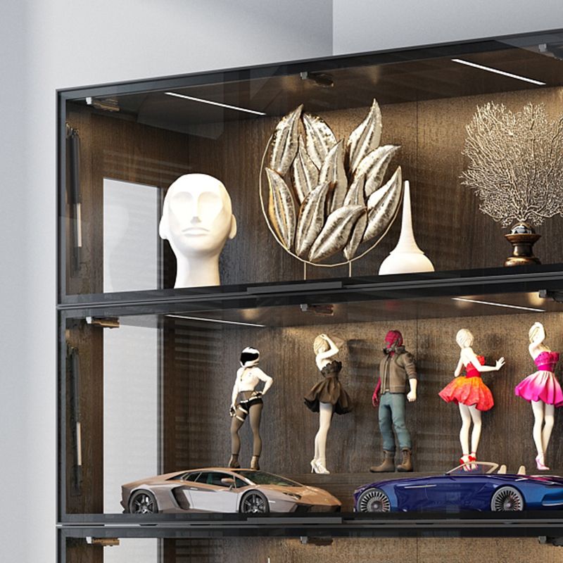 Mobili moderni mobili neri armadi in vetro con porta a frillo