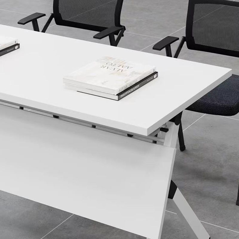 Rectangular Shaped Folding Writing Desk Wood with Metal Legs in White Clearhalo 'furn' 'furn_office_desk' 'Furniture' 'Office Desks' 'Office Furniture' 'office_desk' 1200x1200_f14d7646-6ca8-434b-82ff-c2191cf819de