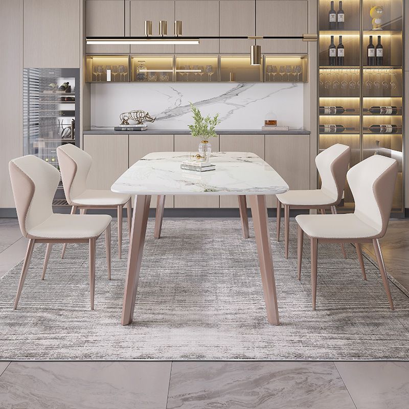 Rectangle Top Dining Table Modern Stone Dining Table with 4 Legs Clearhalo 'Dining Tables & Seating' 'Dining Tables' 'dining_table' 'furn' 'furn_dining_table' 'Furniture' 'furniture_dining_table' 'Kitchen & Dining Furniture' 1200x1200_f14dd411-7d14-4145-ad9e-846abfd566a1