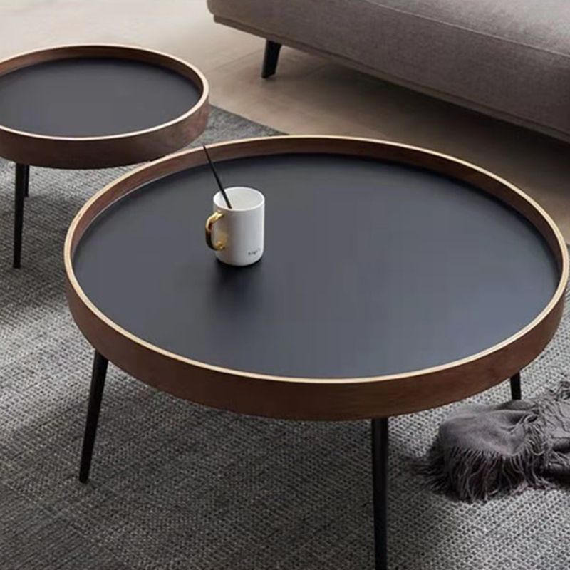 Round Brown/Black Wood Coffee Table 3 Legs Base 2 Nestling Cocktail Table Clearhalo 'Coffee & Accent Tables' 'Coffee Tables' 'coffee_tables' 'furn' 'furn_coffee_tables' 'Furniture' 'furniture_coffee_tables' 'Living Room Furniture' 1200x1200_f14de8d9-5ebe-455d-8977-880491b024d7