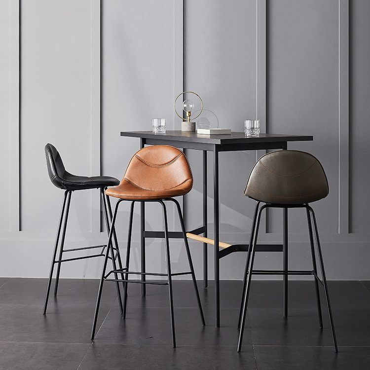 Industrial Leather Iron Counter Stools Low Back Bar Stools with 4 Legs for Kitchen Clearhalo 'Bar Furniture' 'Bar Stools' 'bar_stools' 'furn' 'furn_bar_stools' 'furniture_bar_stools' 'Kitchen & Dining Furniture' 'kitchen&dining_furn' 'kitchen' 'kitchen_furn' Furniture' 1200x1200_f14e32a8-fc41-4f9a-82f9-ac810a35a9b3