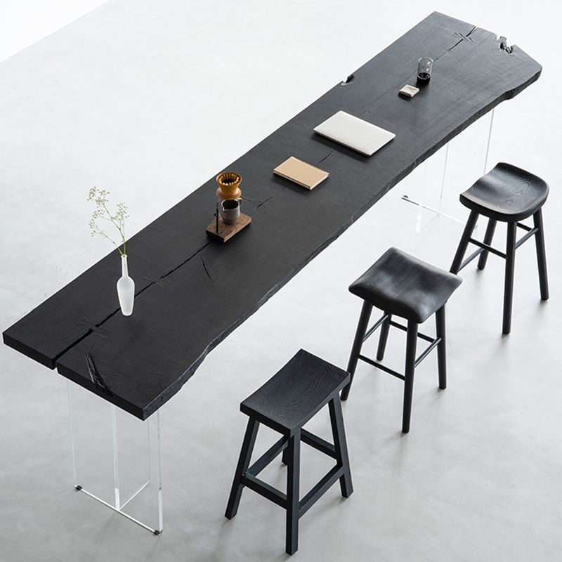 Taburete de bar de estilo moderno, taburete de bar de madera maciza negra para interior