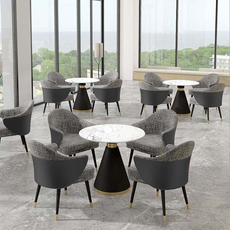 Glam Sintered Stone Dining Room Set with Round Table and Black Leg Dining Table Furniture Clearhalo 'Dining Room Sets' 'Dining Tables & Seating' 'dining_room_set' 'furn' 'furn_dining_room_set' 'Furniture' 'furniture_dining_room_set' 'Kitchen & Dining Furniture' 'kitchen&dining_furn' 'kitchen' 1200x1200_f14e6e2d-ea08-4070-9e0c-2a0422d00889
