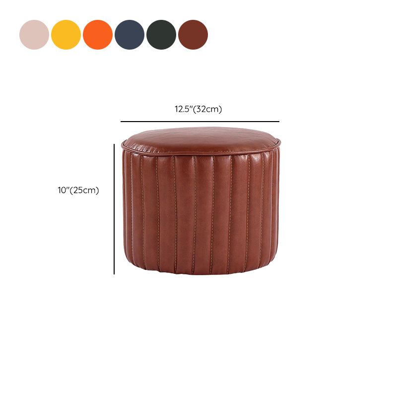 Modern Pouf Ottoman Faux Leather Upholstered Solid Color Cylinder Shape Ottoman Clearhalo 'furn' 'furn_ottomans_poufs' 'Furniture' 'Living Room Furniture' 'Ottomans & Poufs' 'ottomans_poufs' 1200x1200_f14f4698-9f77-4686-9334-73c0c5445cd1