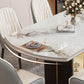 Round Modern Stone Dining Table Extendable for Small Spaces with Storage