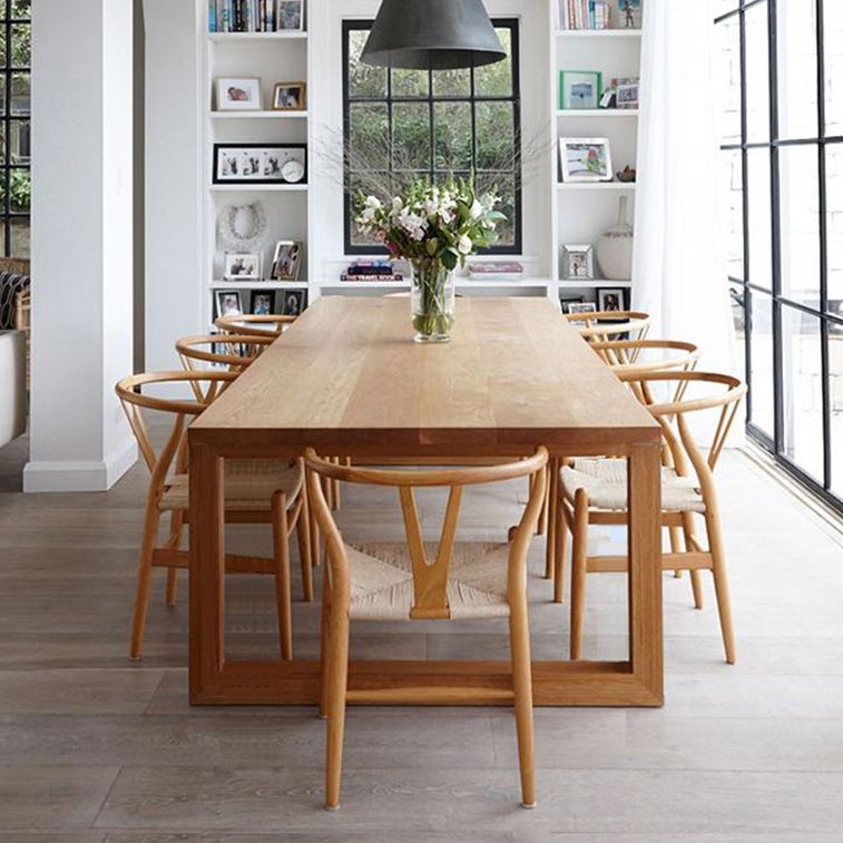 Modern Natural Pine Rectangular Top Dining Table with 4 Legs Clearhalo 'Dining Tables & Seating' 'Dining Tables' 'dining_table' 'furn' 'furn_dining_table' 'Furniture' 'Kitchen & Dining Furniture' 1200x1200_f152e555-9e39-4594-ac5d-7641aa1b20f8