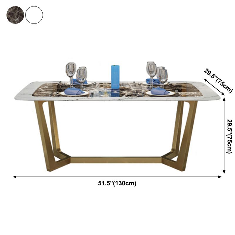 Metal Traditional Luxury Rectangle Table Marble Top Table with Trestle Base Clearhalo ' dining_table' 'Dining Tables & Seating' 'Dining Tables' 'furn' 'furn_dining_table' 'Furniture' 'furniture_dining_table' 'Kitchen & Dining Furniture' 'kitchen&dining_furn' 'kitchen' 'kitchen_dining_table' 1200x1200_f153ed69-66a2-4da1-a31f-7e2df2ddbe4b