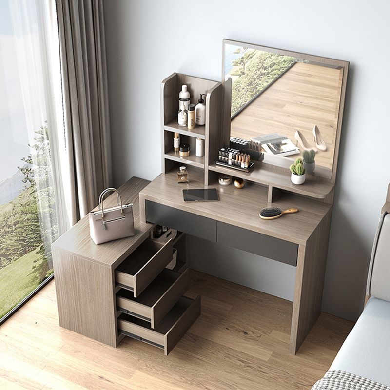 Tavolino da tavolo da vanità da 15,74 "con 5 cassetti di stoccaggio e specchio