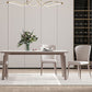 Mesa de comedor estilo Glam, mesa de comedor rectangular de piedra en blanco