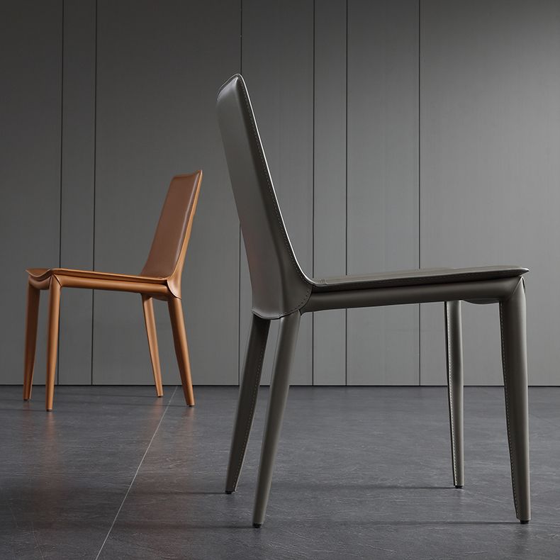 Metal Contemporary Dining Room Chairs Metallic Finish Parsons Dining Chairs Clearhalo ' kitchen&dining_furn' 'Dining Chairs' 'Dining Tables & Seating' 'dining_chair' 'Furniture' 'furniture_dining_chair' 'Kitchen & Dining Furniture' 'kitchen' 1200x1200_f1553cb2-bad3-40a5-8e6d-182f4845a302