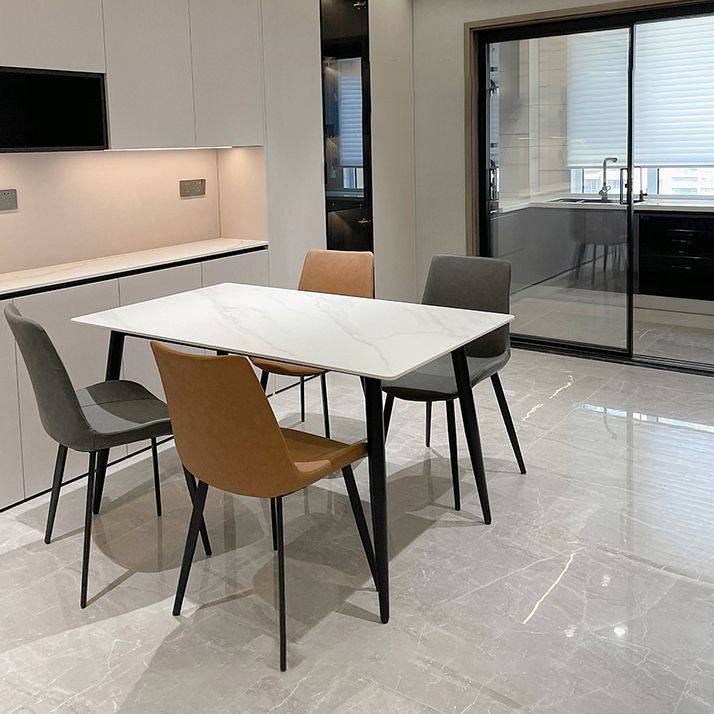 Simple Home Sintered Stone Dining Table Rectangle Shape Dining Table with 4 Legs Base Clearhalo ' dining_table' 'Dining Tables & Seating' 'Dining Tables' 'furn' 'furn_dining_table' 'Furniture' 'furniture_dining_table' 'Kitchen & Dining Furniture' 'kitchen&dining_furn' 'kitchen' 'kitchen_dining_table' 1200x1200_f15606e9-2b1f-46ce-881d-005bf6af33cd