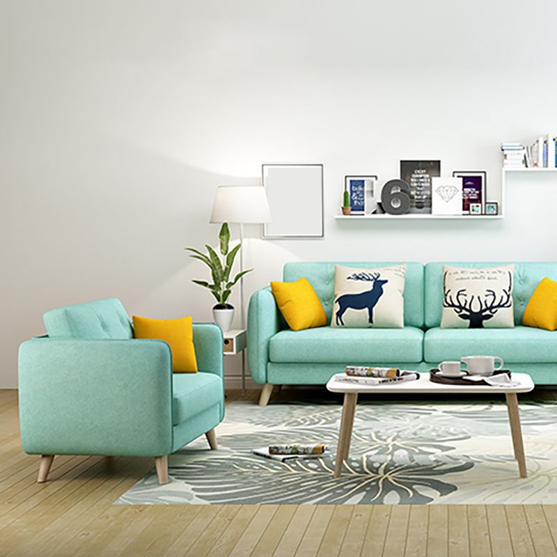Modern Macaroon Square Arm Sofa 4 Wood Legs Cushions Sofa for Apartment Clearhalo 'furn' 'furn_sofas' 'Furniture' 'furniture_sofas' 'kitchen' 'kitchen_sofas' 'Living Room Furniture' 'Sofa' 'sofas' 1200x1200_f1583818-8c9a-4e20-875b-481901c92a71