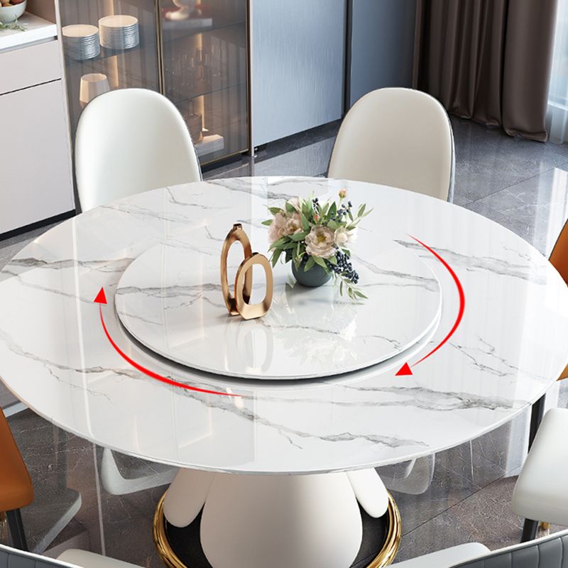 Metal Glam Style Round Dining Table Sintered Stone Top Table for Dining Room Clearhalo 'Dining Tables & Seating' 'Dining Tables' 'dining_table' 'furn' 'furn_dining_table' 'Furniture' 'furniture_dining_table' 'Kitchen & Dining Furniture' 'kitchen' 'kitchen_dining_table' 1200x1200_f15a0016-60c8-4e12-bcb9-504e22bfd719