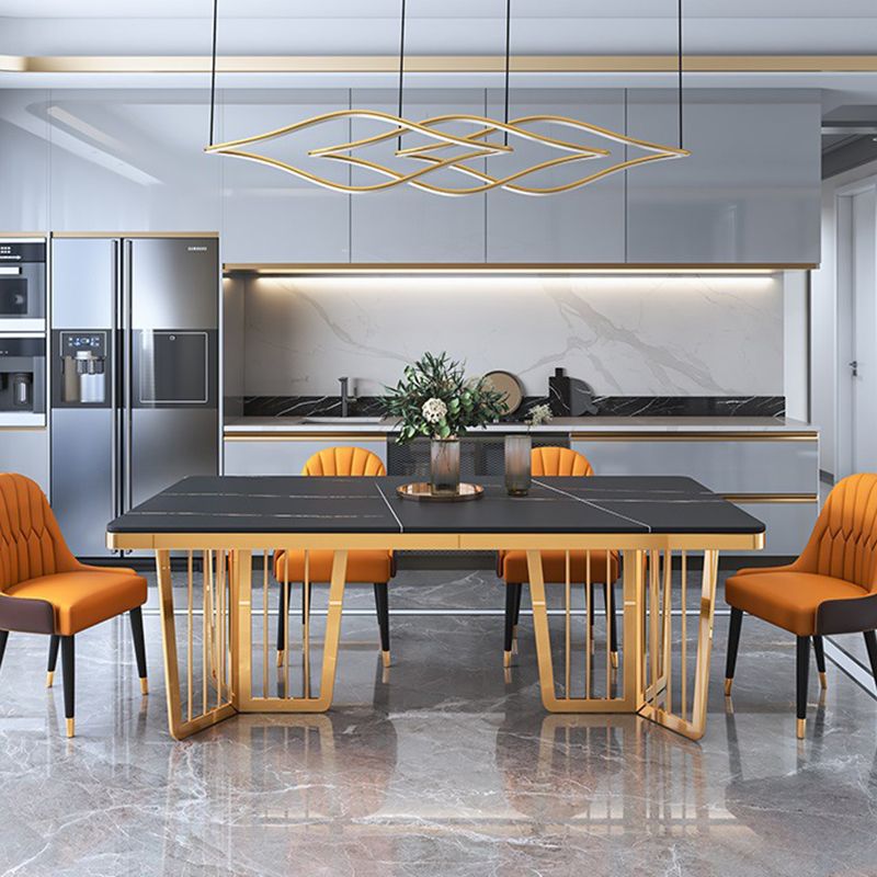 Dinner Room Luxury Dining Table Kitchen Metal Base Dining Table Clearhalo 'Dining Tables & Seating' 'Dining Tables' 'dining_table' 'furn' 'furn_dining_table' 'Furniture' 'Kitchen & Dining Furniture' 1200x1200_f15a735f-69a0-4f91-a891-f841ccb38b8d