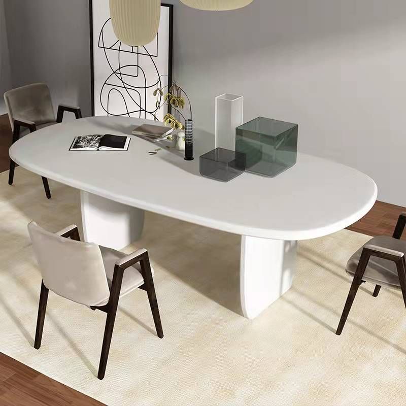 Modern Solid Wood Table for Restaurant Rectangle White Dining Table with Double Pedestal Clearhalo 'Dining Tables & Seating' 'Dining Tables' 'dining_table' 'furn' 'furn_dining_table' 'Furniture' 'furniture_dining_table' 'Kitchen & Dining Furniture' 1200x1200_f15c1eee-e7cd-47ce-9526-290dc511bb8c