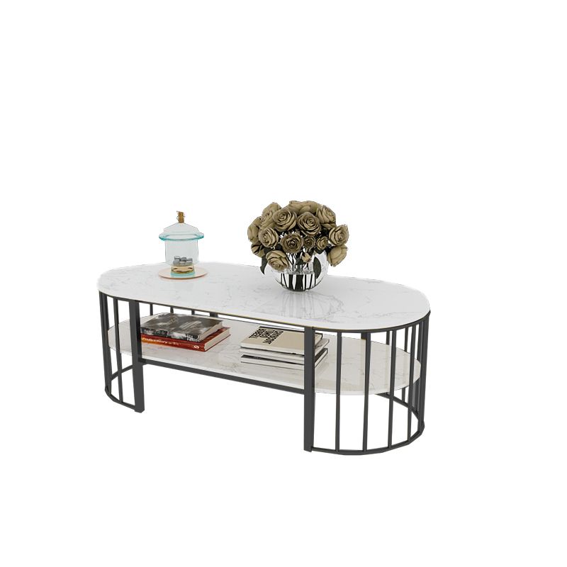 Mesa de centro ovalada con marco de mesa de cóctel de mármol Glam para sala de estar