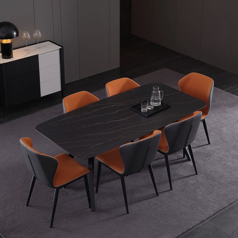 Contemporary Rectangle Dining Table Sintered Stone Dining Table with Black Trestle Base Clearhalo ' dining_table' 'Dining Tables & Seating' 'Dining Tables' 'furn' 'furn_dining_table' 'Furniture' 'furniture_dining_table' 'Kitchen & Dining Furniture' 'kitchen&dining_furn' 'kitchen' 'kitchen_dining_table' 1200x1200_f15cda9e-9f84-473f-84a1-ad7b35bf87a9