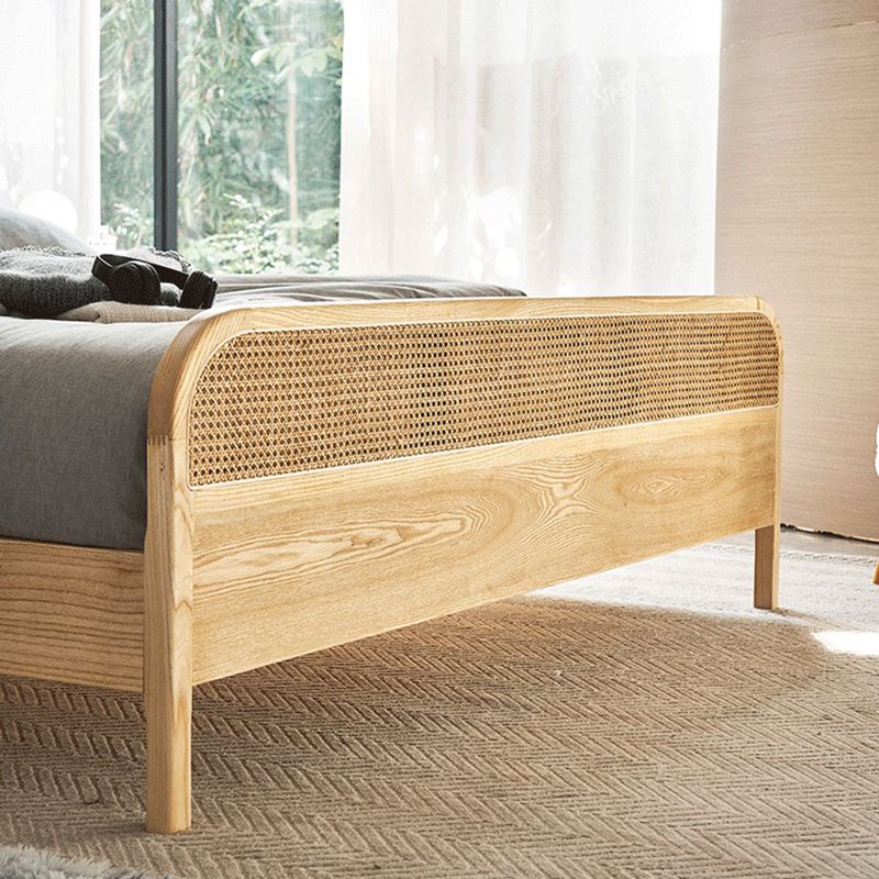 Letto standard in legno solido naturale letto a pannello tropicale con testiera e pedana