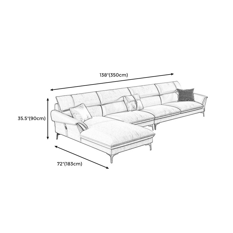 Contemporary Tan Leather Sectional Pillow Top Arm Sofa and Chaise for Living Room Clearhalo 'furn' 'furn_sectionals' 'Furniture' 'furniture_sectionals' 'kitchen' 'kitchen_sectionals' 'Living Room Furniture' 'Sectionals' 1200x1200_f15d5bf3-15dc-42ca-baa6-cebc3f1bd404